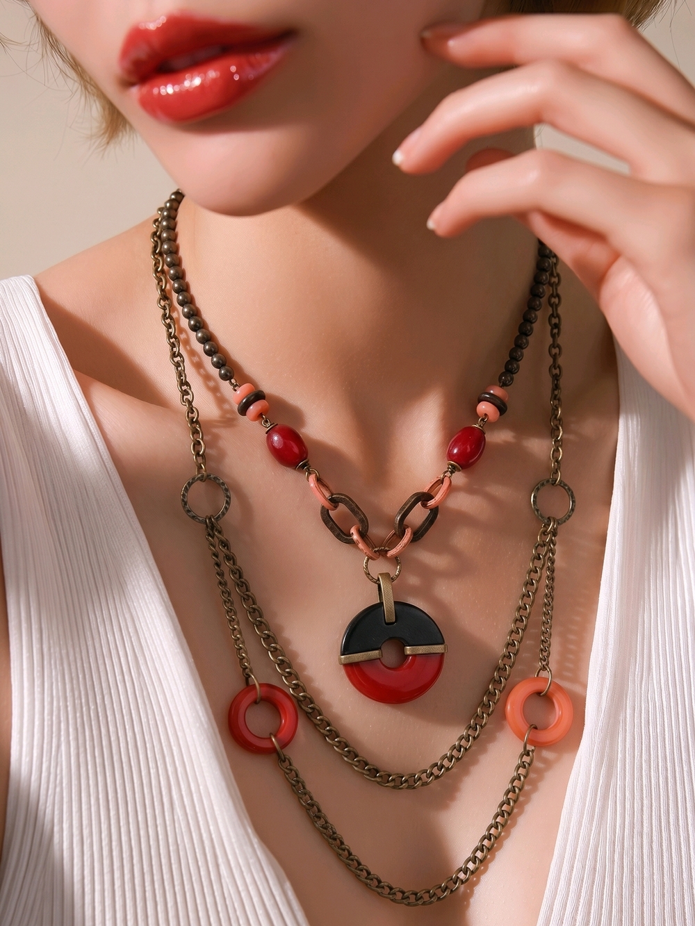 Premier Designs Jewelry PIPER Antiqued Acrylic Faux Wood Necklace